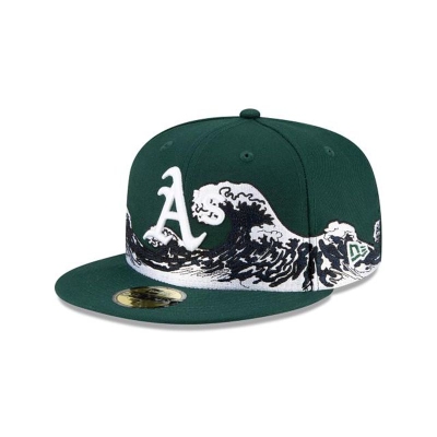 Oakland Athletics Gorra | New Era MLB Wave 59fifty Fitted Cap Mexico - Verdes